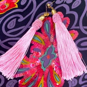 Hot Pink Tassel Earrings